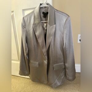 NWT House Of Harlow 1960 Grey Satin Blazer